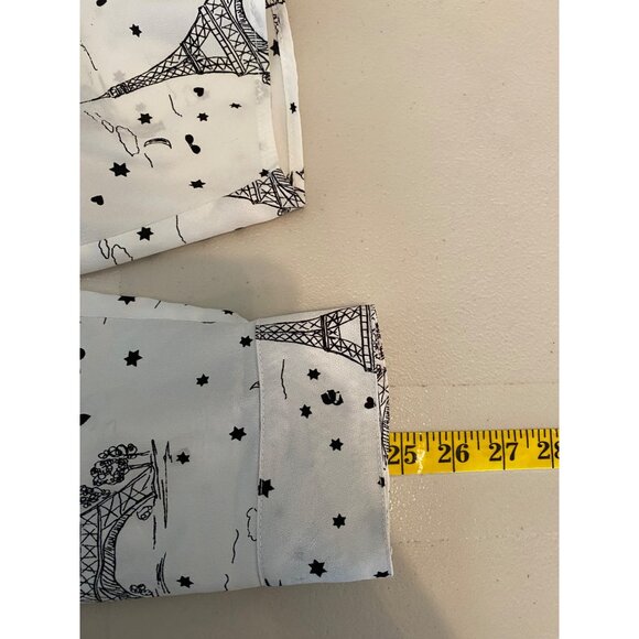 Karl Lagerfeld Paris Eiffel Tower Print Long Sleeve Button-Up Shirt Blouse XL - Picture 10 of 10